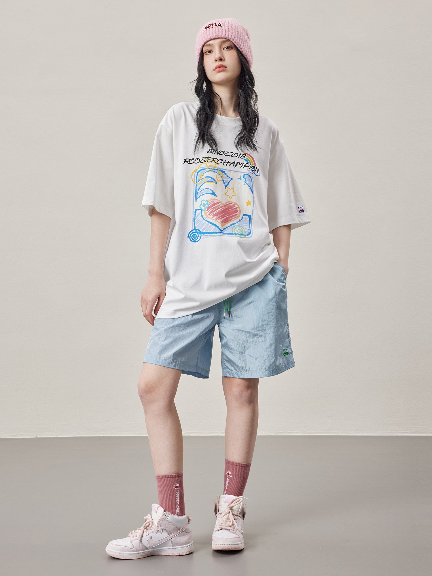 Love Heart Print Cotton T-shirt - White