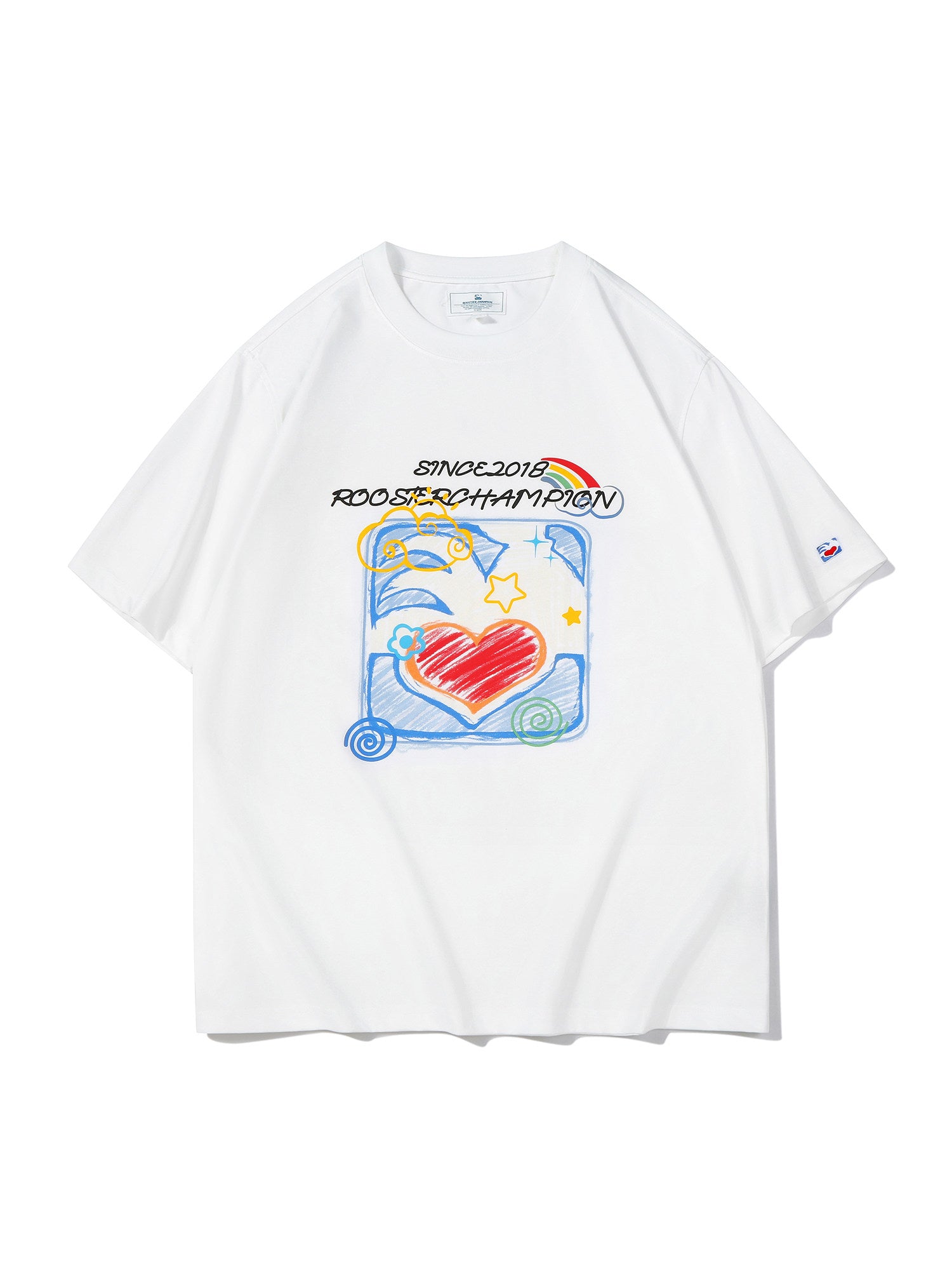 Love Heart Print Cotton T-shirt - White