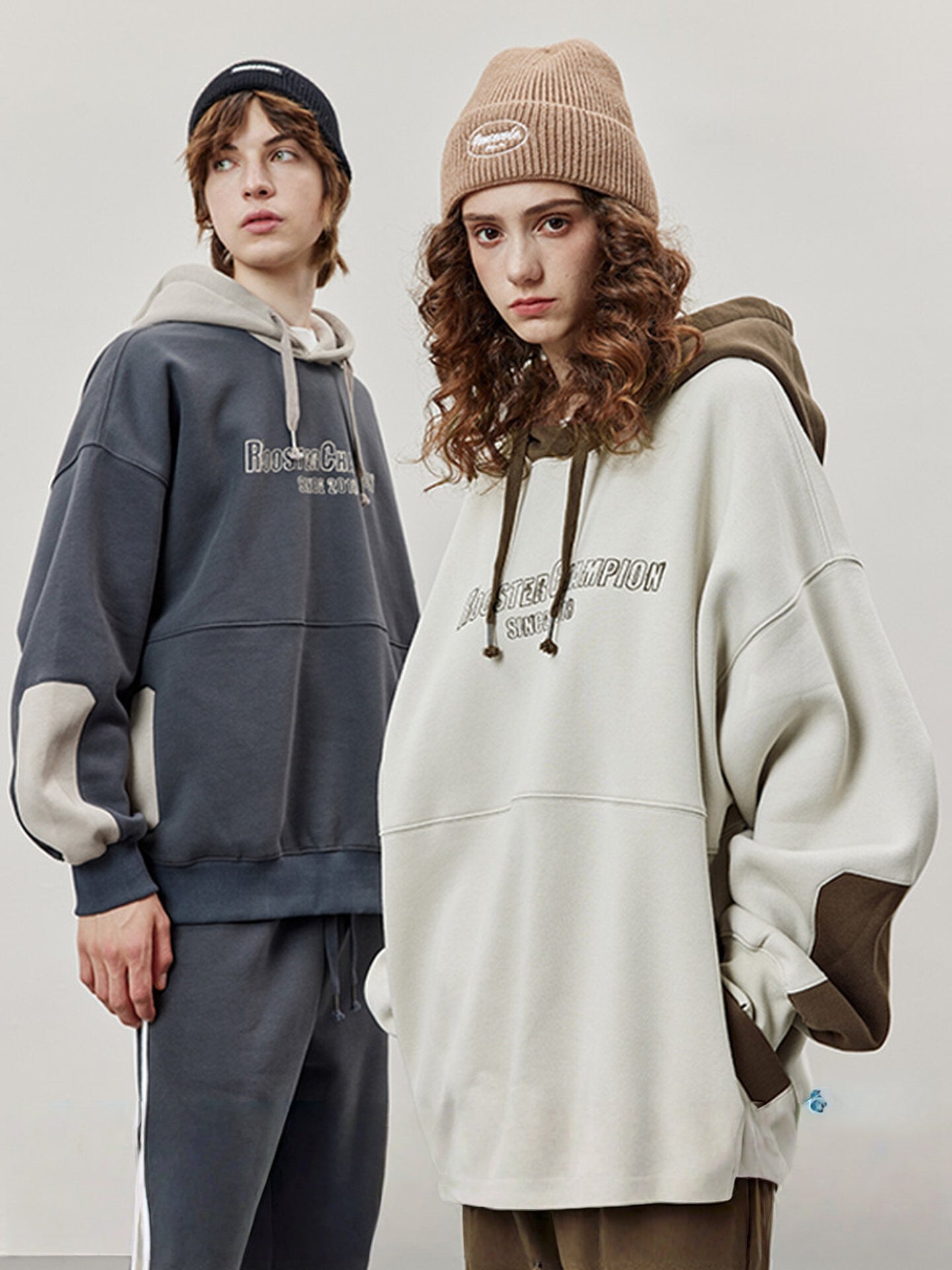 Logo Embroidery Matching Couple Hoodies