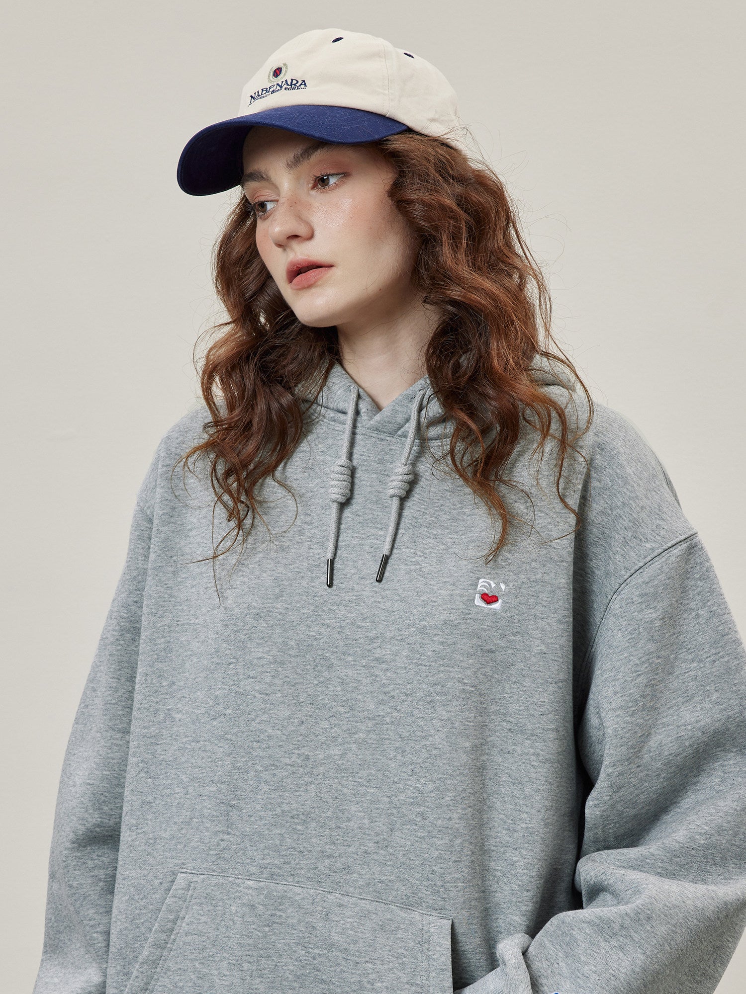 Basic Solid Embroidery Logo Hoodies - Gray