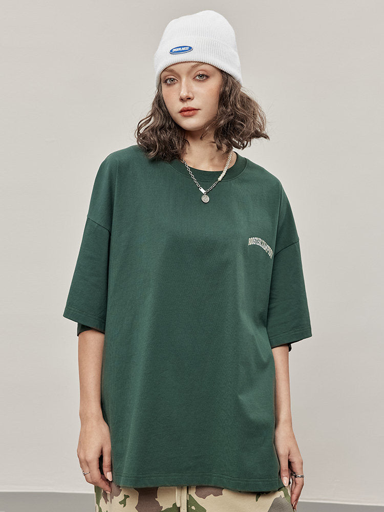 Forest Letter Print Oversize T-shirt - Green