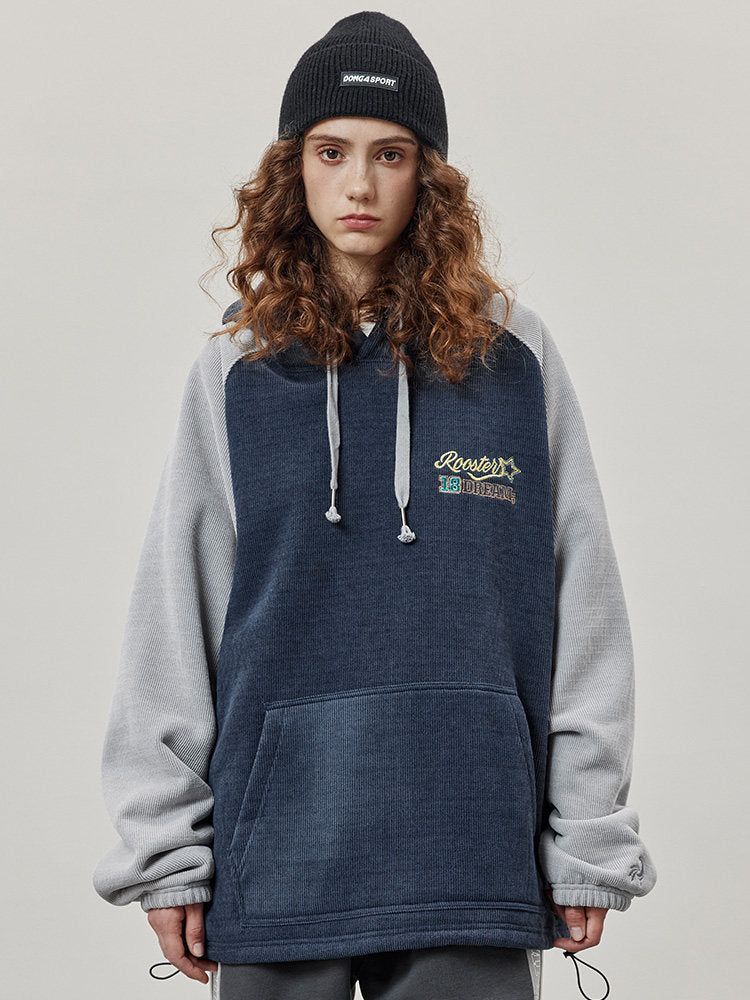Corduroy Embroidery Hoodies - Navy