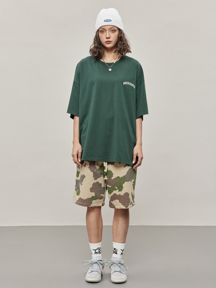 Forest Letter Print Oversize T-shirt - Green