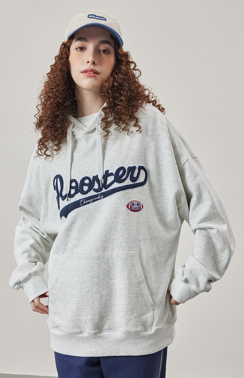 Embroidery Logo Cotton Hoodies - Gray