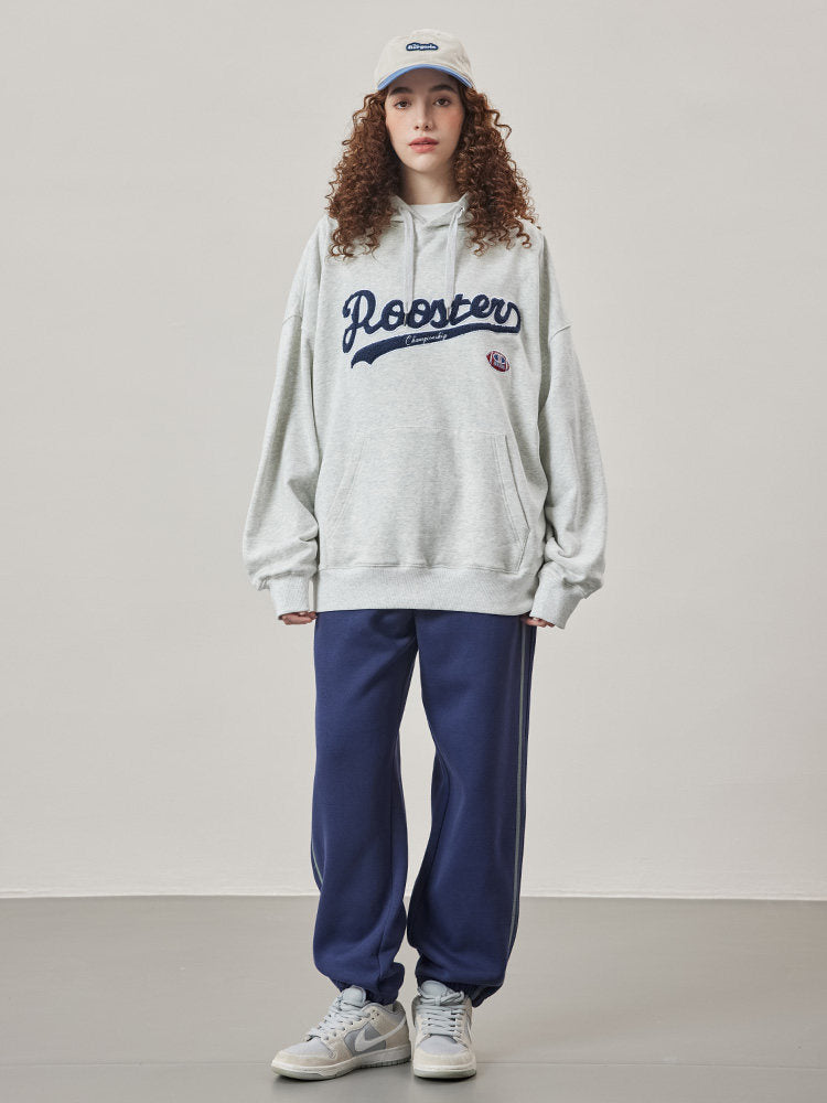 Embroidery Logo Cotton Hoodies - Gray