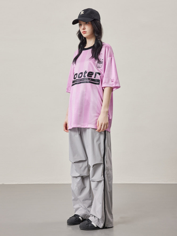 Pink Striped Print Game Day T-shirt - Pink