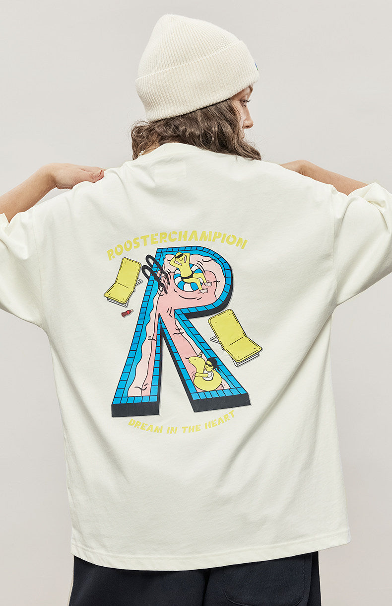 Fun Pool Print Cotton T-shirt - White