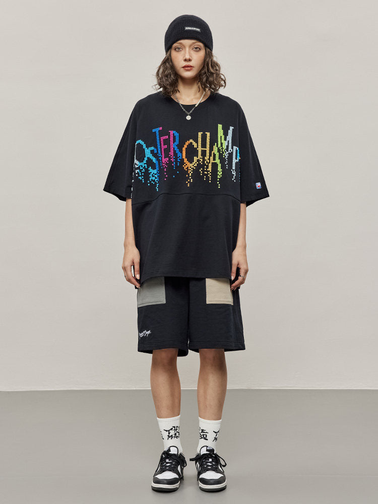 Embroidered Cotton Oversize T-shirt - Black