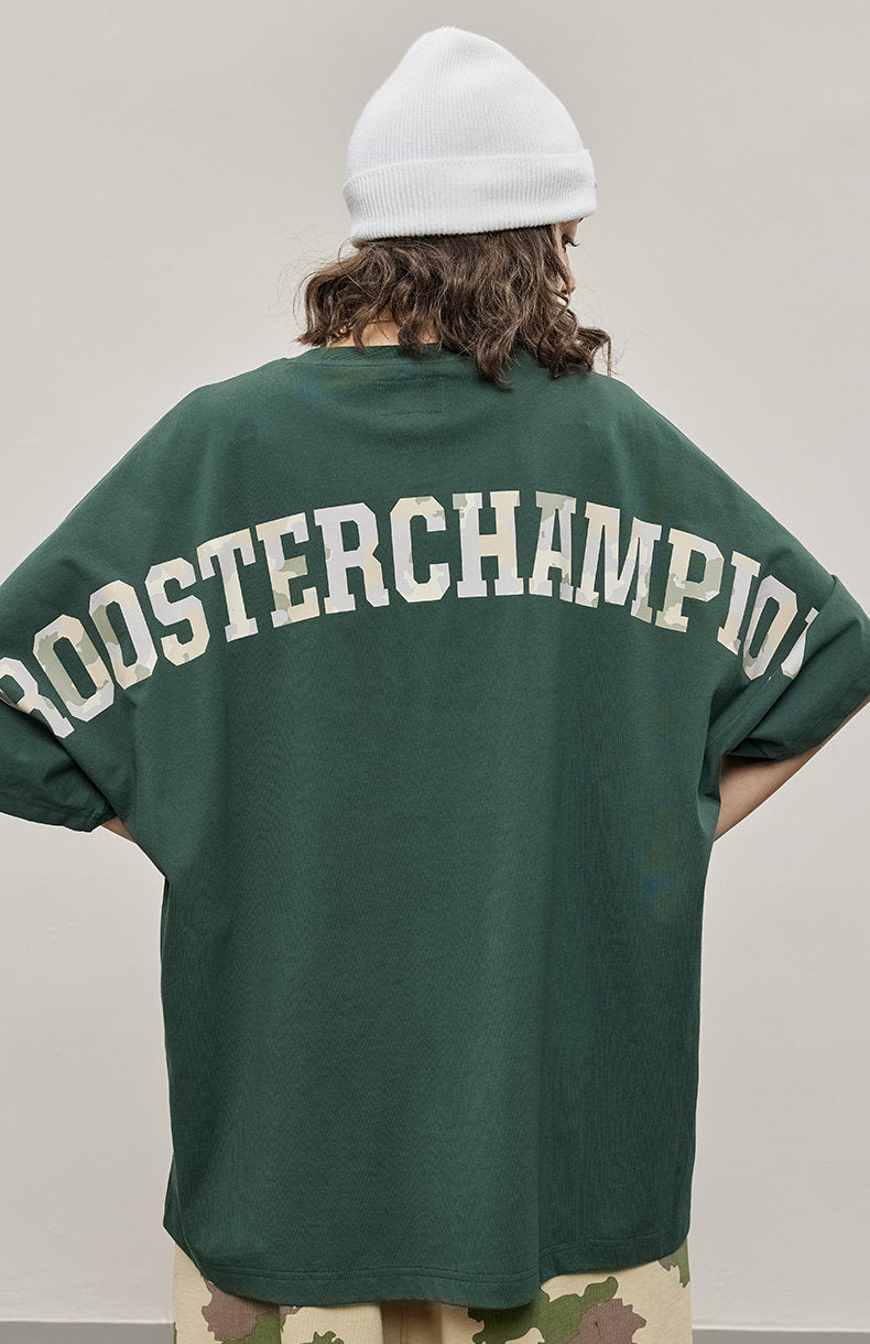 Forest Letter Print Oversize T-shirt - Green