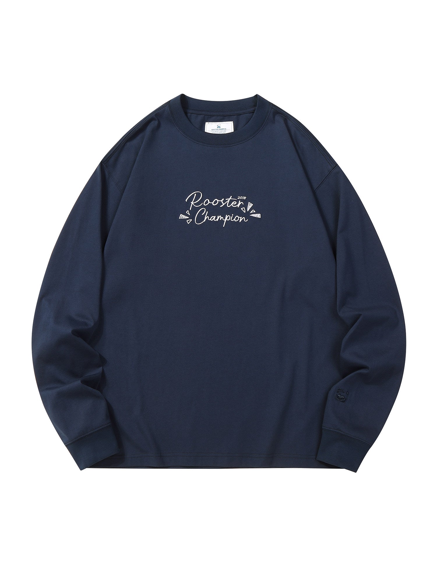 Embroidery Letter Long Sleeve Shirt - Navy