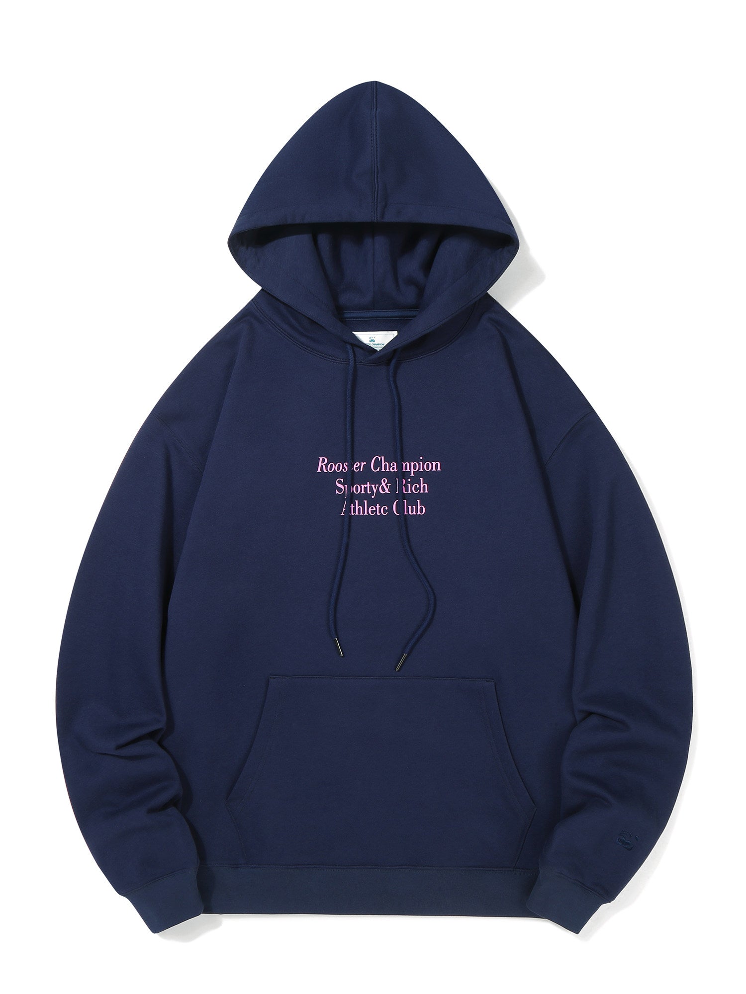 Drop Shoulder Print Hoodies - Navy