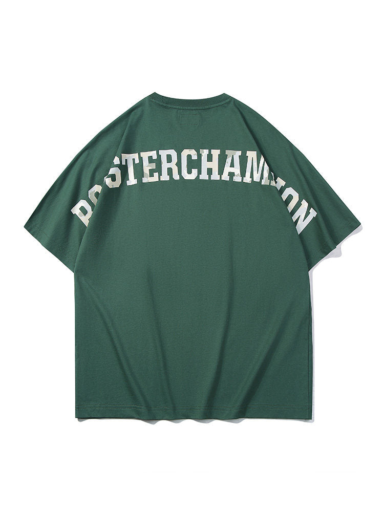 Forest Letter Print Oversize T-shirt - Green