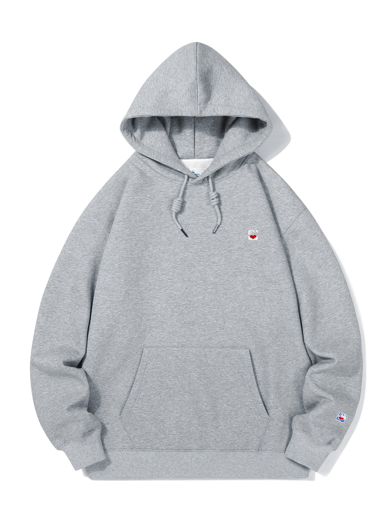 Basic Solid Embroidery Logo Hoodies - Gray