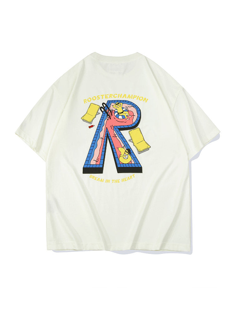 Fun Pool Print Cotton T-shirt - White