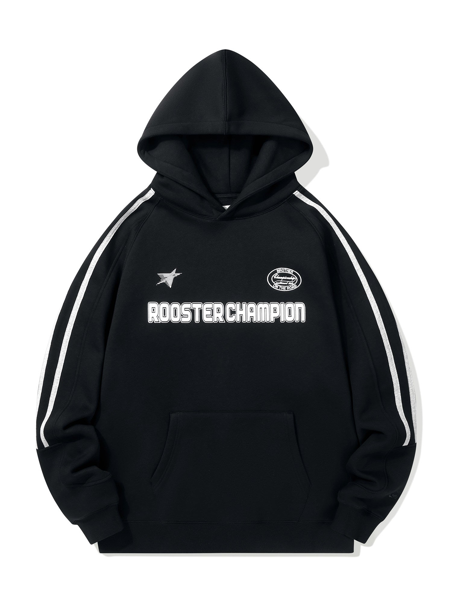 Basic Embroidery Logo Hoodies - Black