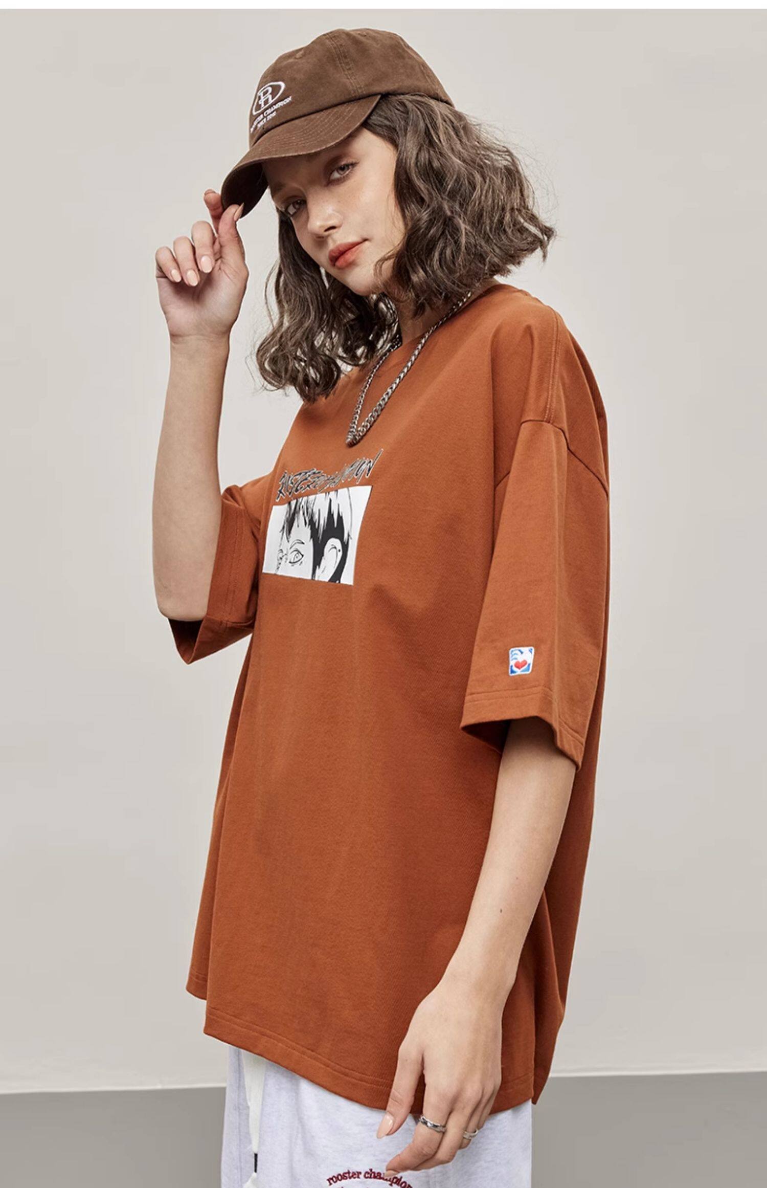 Badminton Animation Print T-shirt - Brown