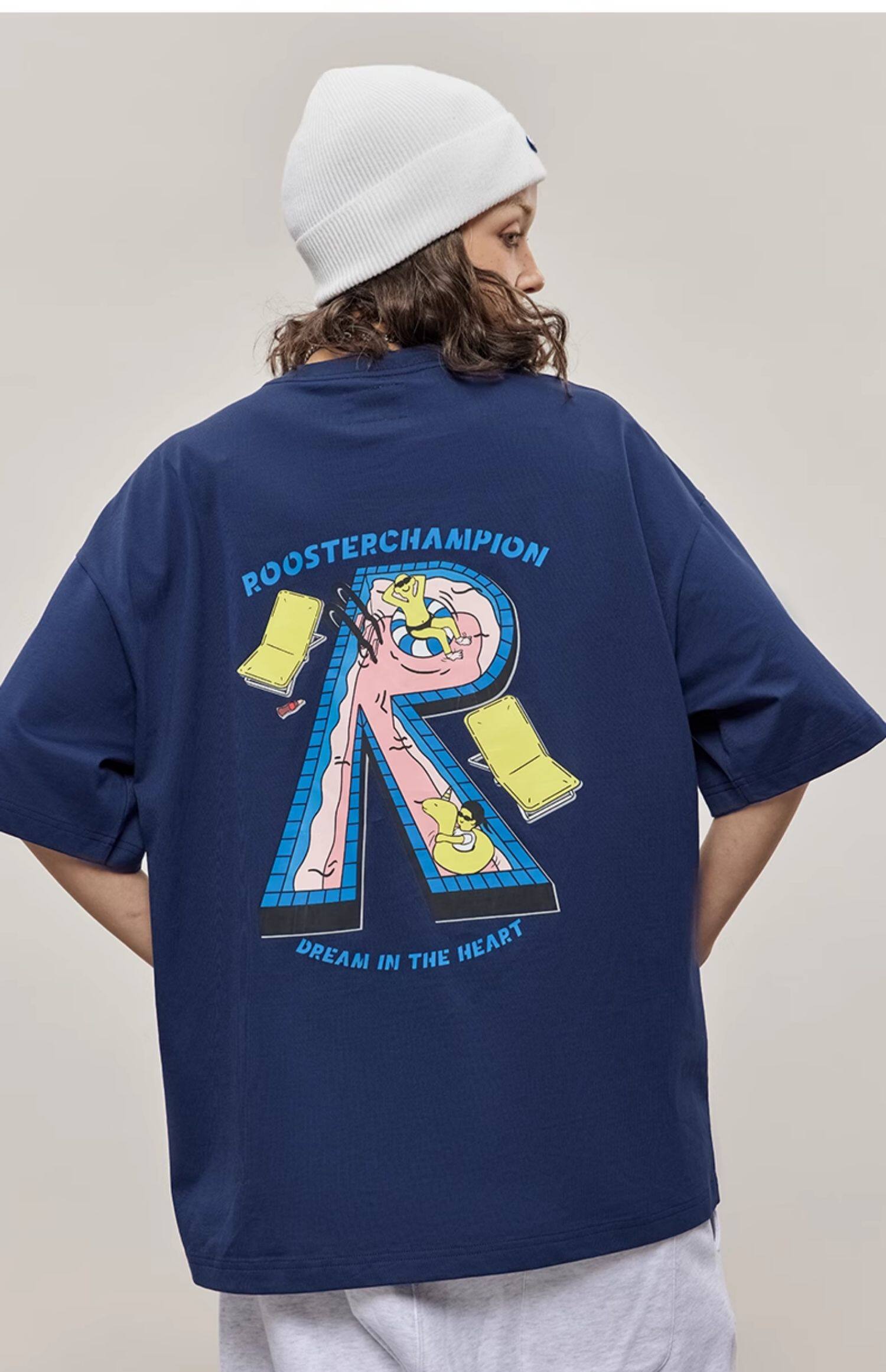 Fun Pool Print Cotton T-shirt - Blue