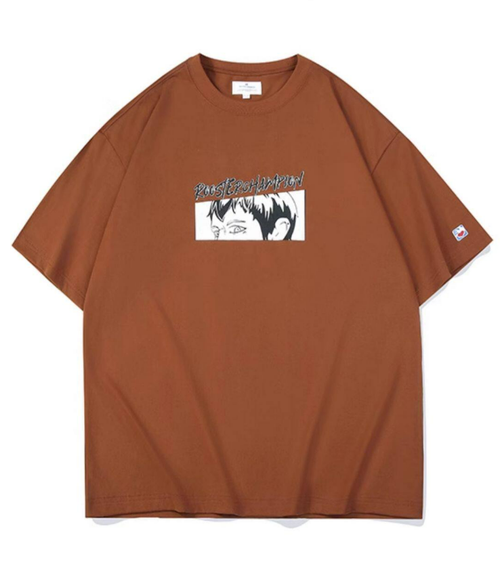 Badminton Animation Print T-shirt - Brown