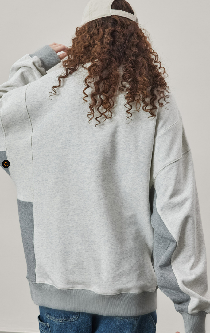 Drop Shoulder Print Sweatshirt - Gray