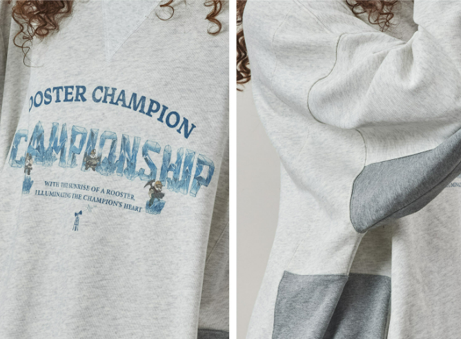 Drop Shoulder Print Sweatshirt - Gray