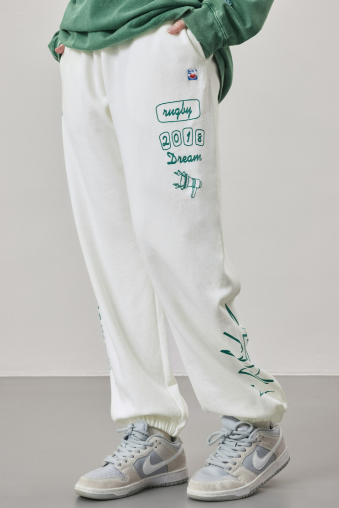 Print Logo Sweatpant - White