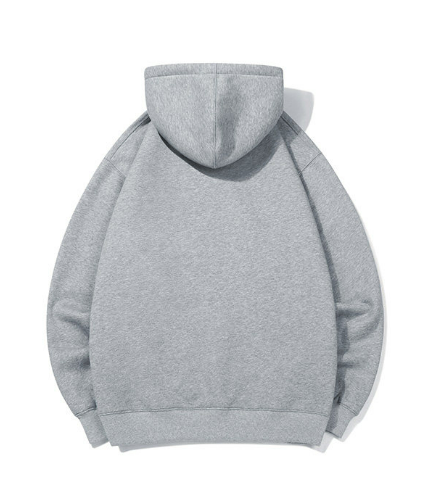 Basic Solid Embroidery Logo Hoodies - Gray